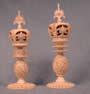 Burmese Elaborate Ivory Set - White King & Queen (back)