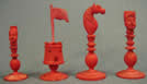 Macao Ivory Set - Red Pawn, Rook, Knight, Bishop