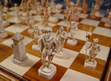 French Ivory Figural Set - Pieces on Chessboard
