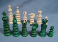 English Ivory Chess Set - Green Pieces