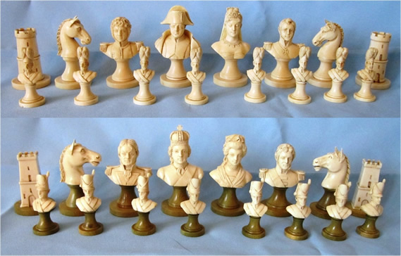 French Ivory Bust Set, Napoleon vs Allies, 19th Century